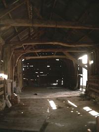 interior of timber frame barn for sale