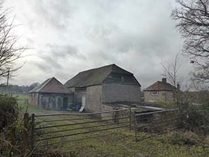 Farmyard with unconverted barn, cottage and land  near Pulborough, West Sussex