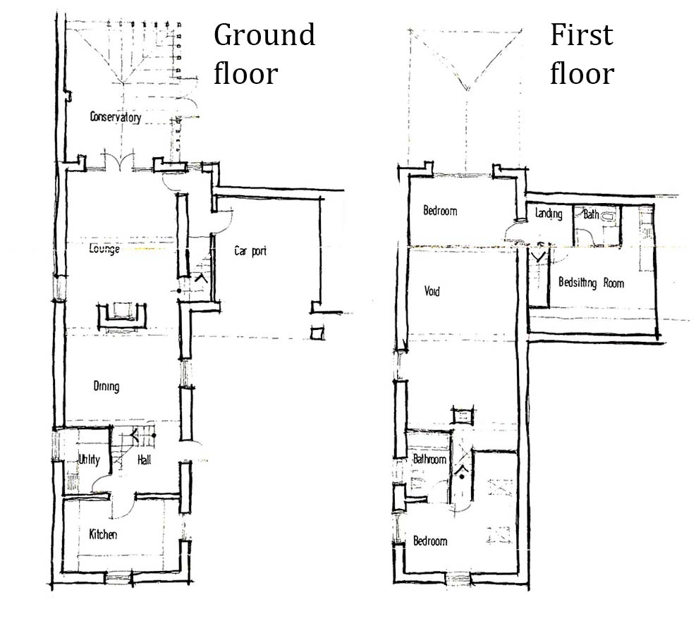 Floorplan of Farmhouse and unconverted barn near Sheffield