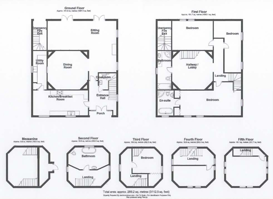 Floorplan of Converted water tower for sale near Woodbridge, Suffolk