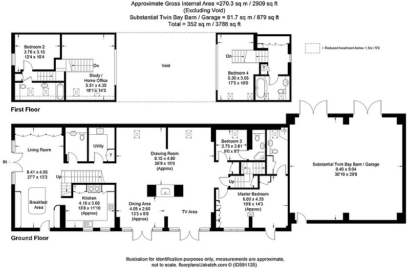 Floorplan of Barn conversion for sale, Whitchurch, Hampshire