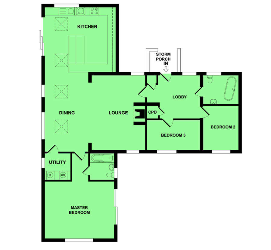 Floorplan of Contemporary barn for sale in Lound, Suffolk
