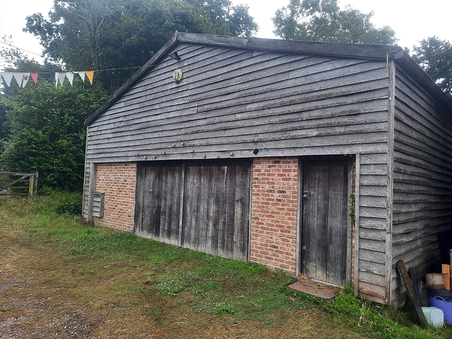 Oak-clad steel frame barn for sale